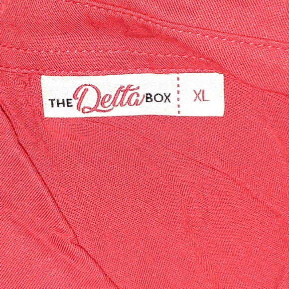 DELTA SIGMA THETA Red Sleeveless Button Up Collared Size XL Shirt SORORITY - Picture 6 of 11